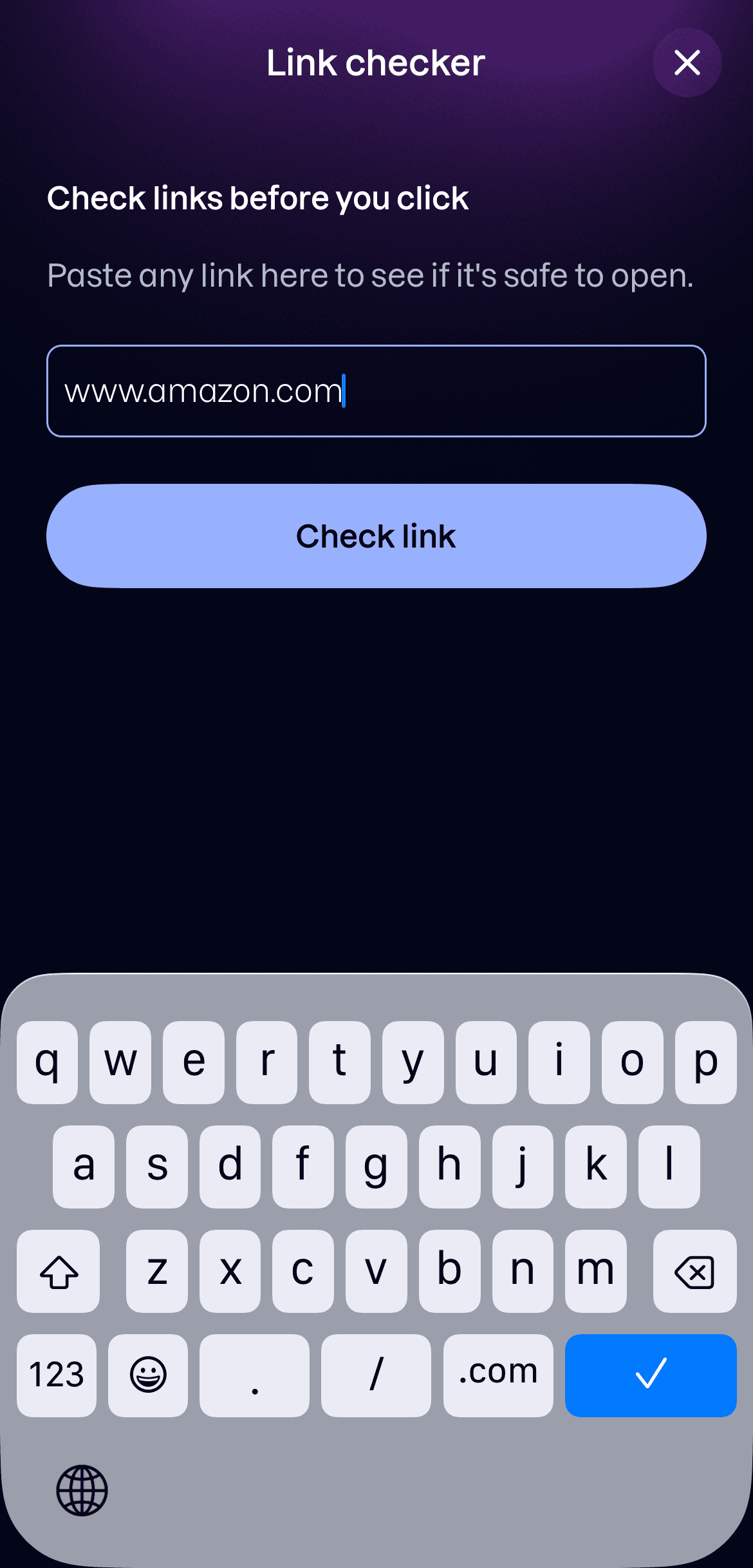 The Link Checker, with a web address entered above the Check link button.