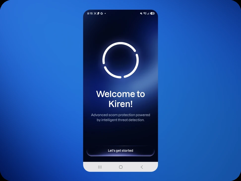 The Kiren welcome screen on Android.