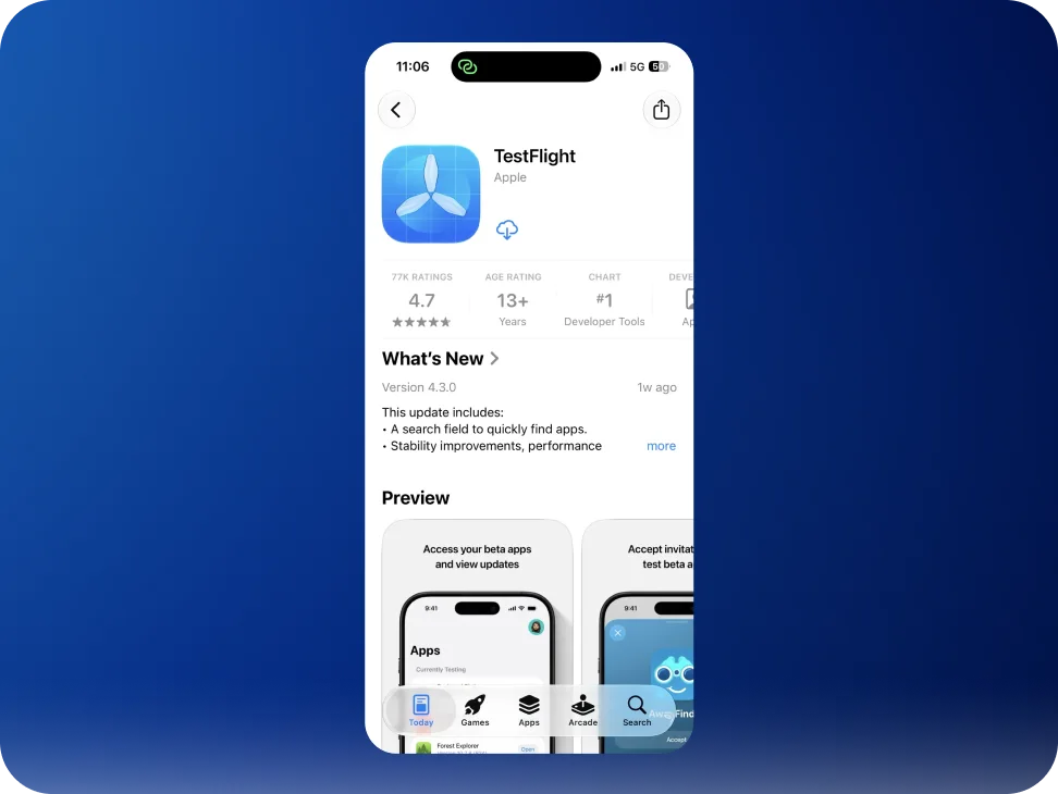 TestFlight on the App Store.