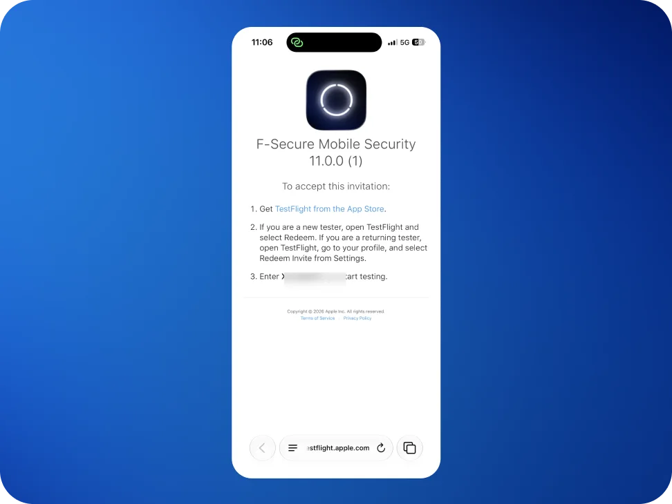 The TestFlight web page listing the steps to accept the invitation.