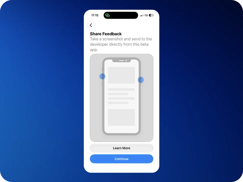 The TestFlight Share Feedback screen.