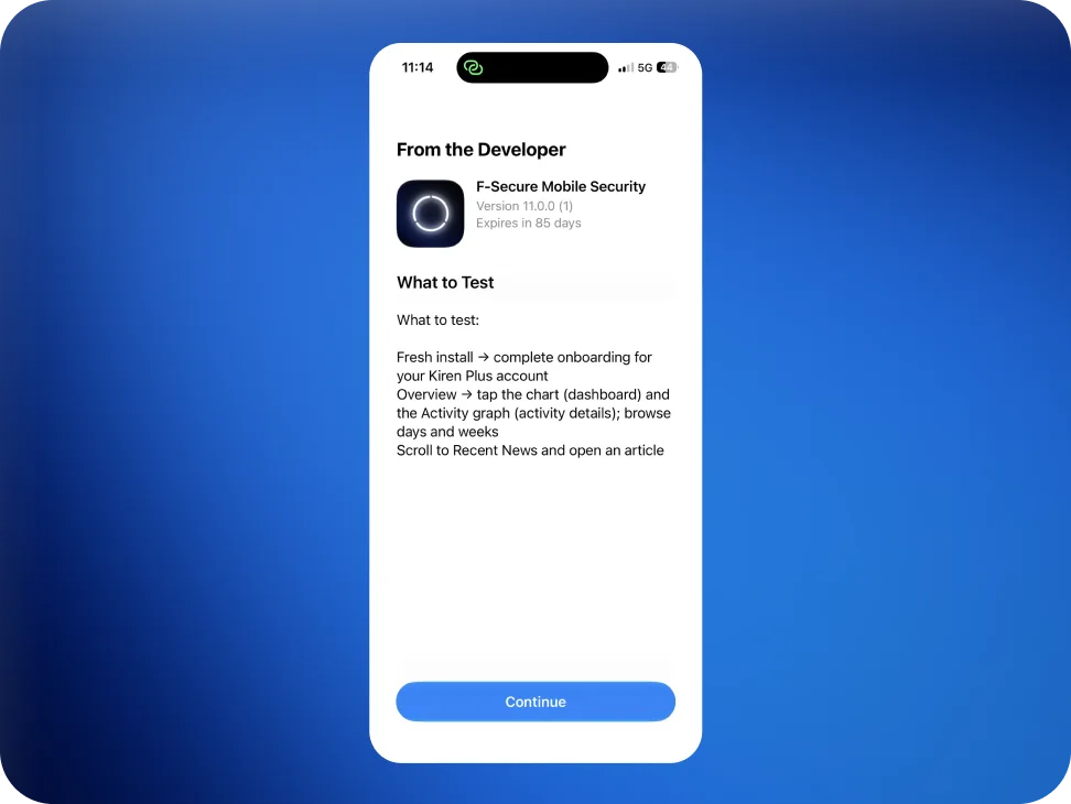 The What to Test notes shown in TestFlight.